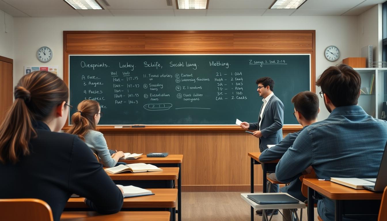 Structured study materials and learning resources on a desk